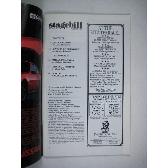 Stagebill Kennedy Center Program March 1987 Mikado Gilbert and Sullivan - Picture 2 of 6